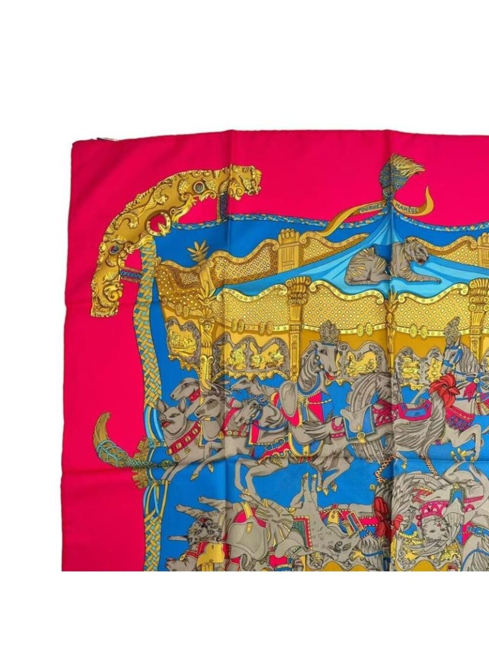 Hermes Carre 90 Silk Scarf Tournez Manege Merigo Land Rose Pink - Picture 2 of 6